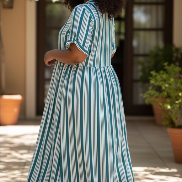 Torrid Blue and White Striped Maxi Dress - Picture 2 of 6